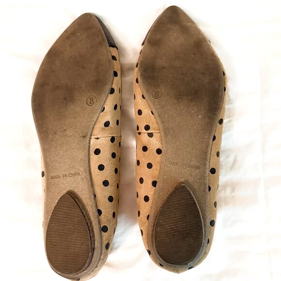 Old Navy Cap Toe Flats Camel with Black Polka Dots Size 8 - Picture 4 of 5
